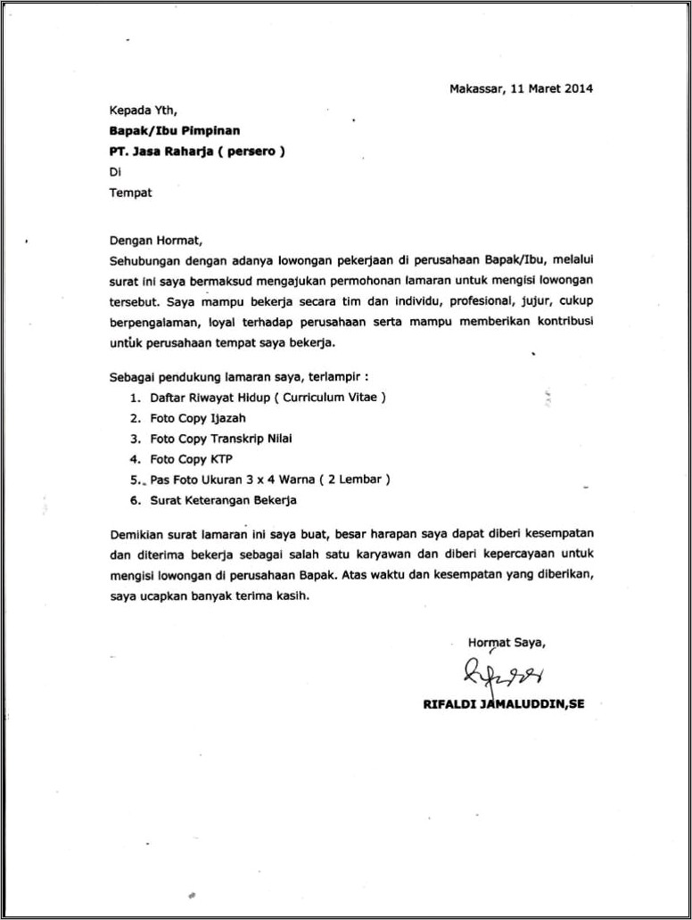 Contoh Surat Pernyataan Jasa Raharja