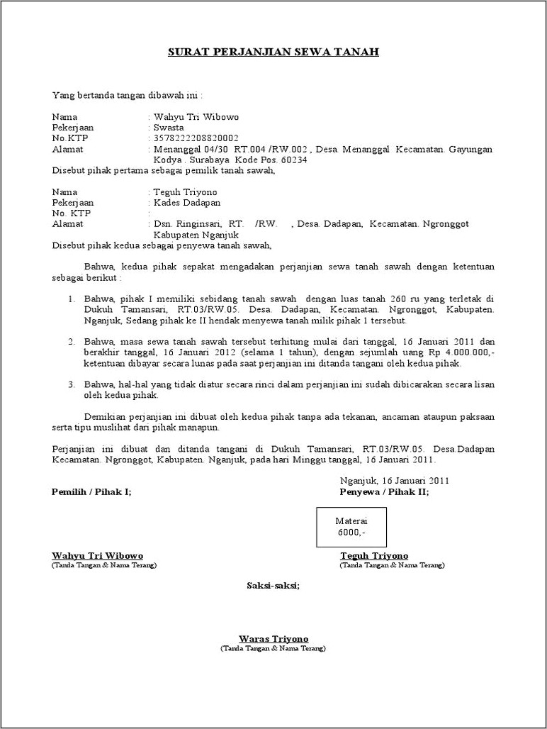 Contoh Surat Pernyataan Kas