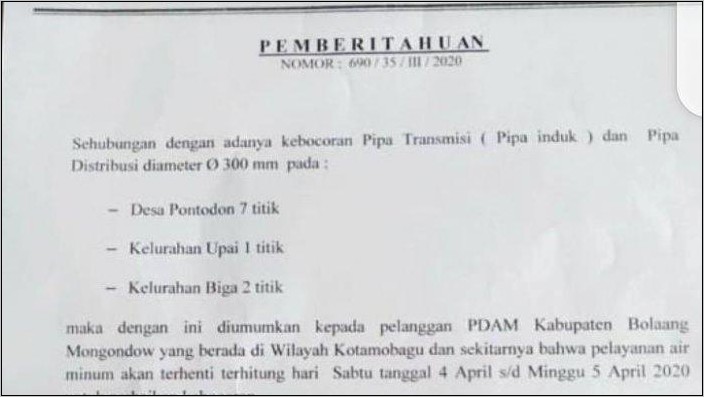 Contoh Surat Pernyataan Ke Kelurahan Bahwa Tidak Pakai Pdam