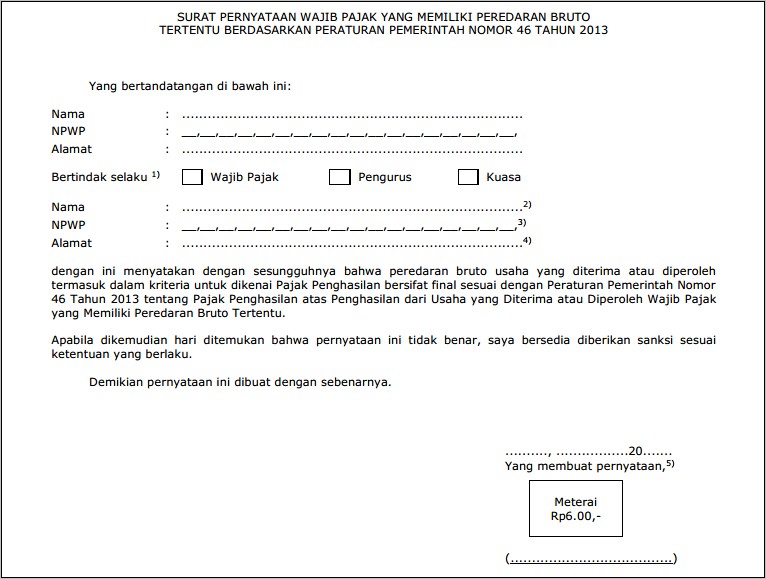 Contoh Surat Pernyataan Ke Kpp