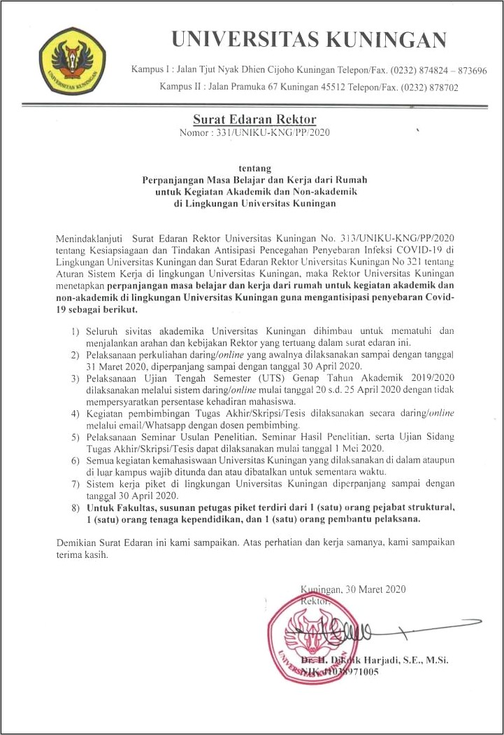 Contoh Surat Pernyataan Ke Rektor