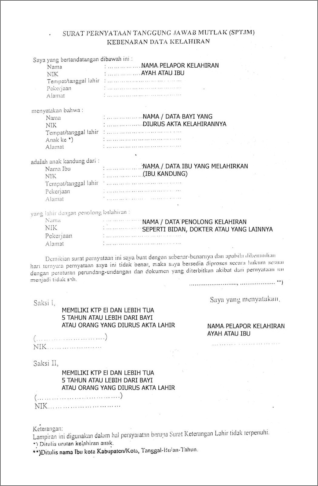 Contoh Surat Pernyataan Kebenaran Data Diri