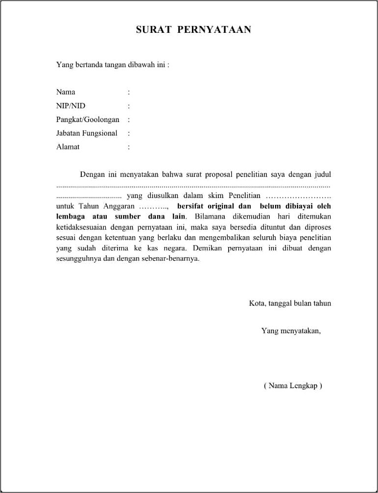 Contoh Surat Pernyataan Kehilangan Kta Tni Ad