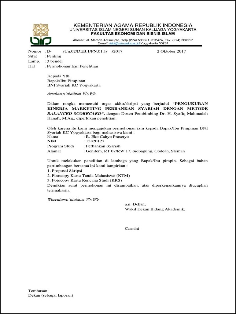 Contoh Surat Pernyataan Keluar Dari Penelitian