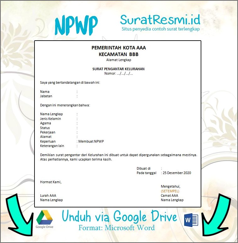 Contoh Surat Pernyataan Kelurahan