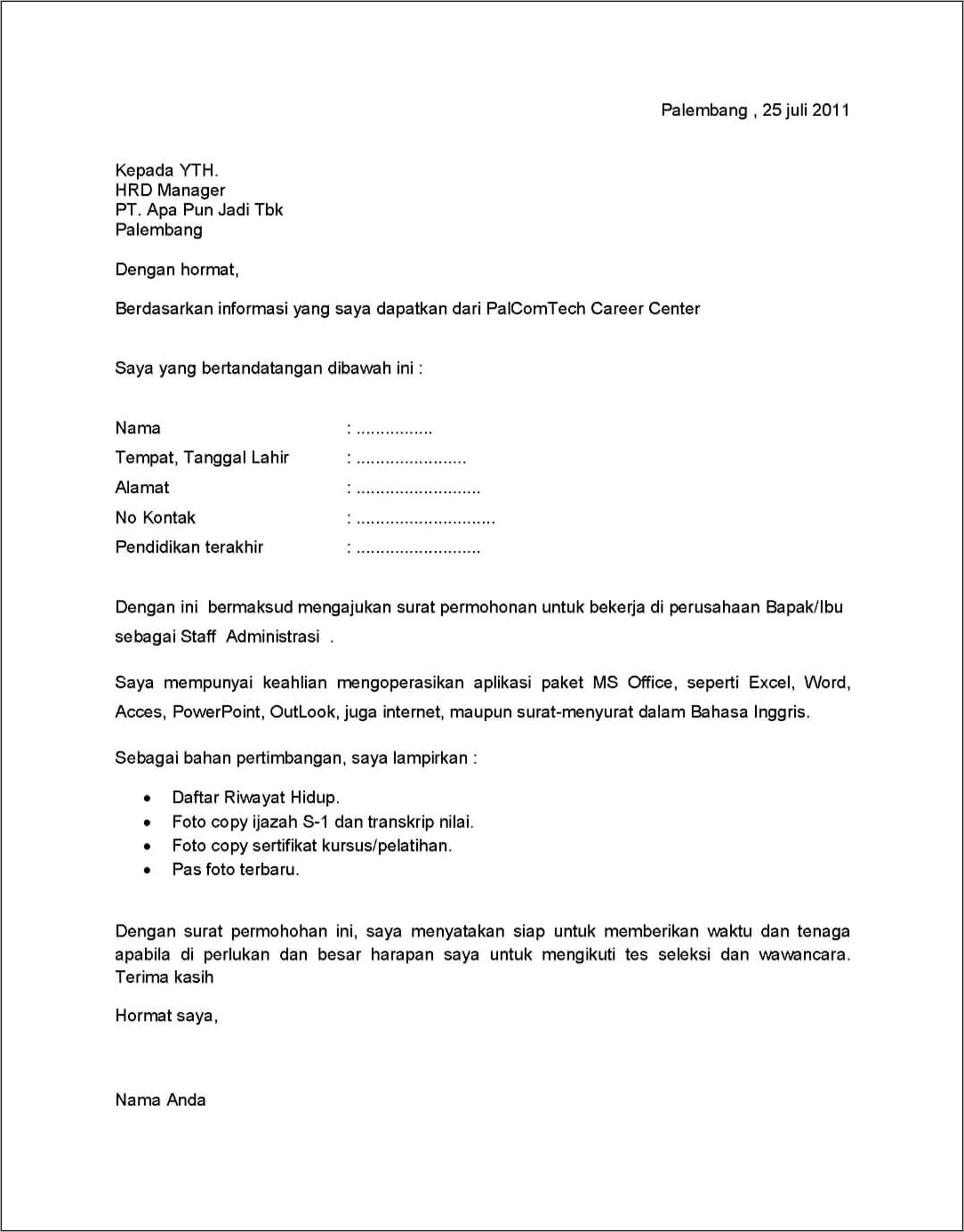 Contoh Surat Pernyataan Kemandirian Koperasi