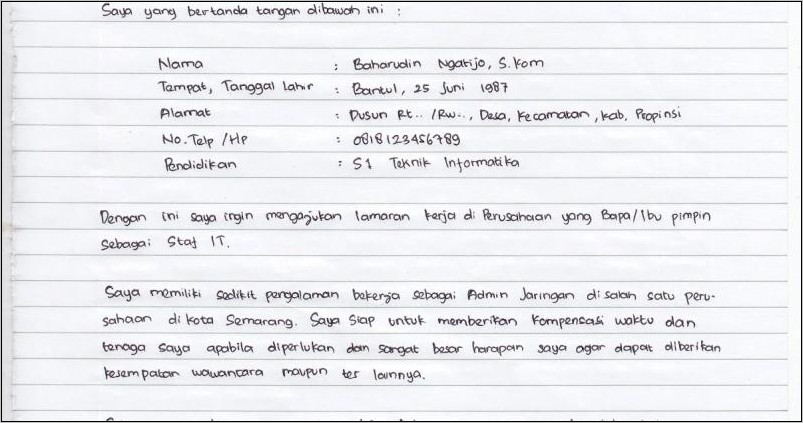 Contoh Surat Pernyataan Kemenag Cpns