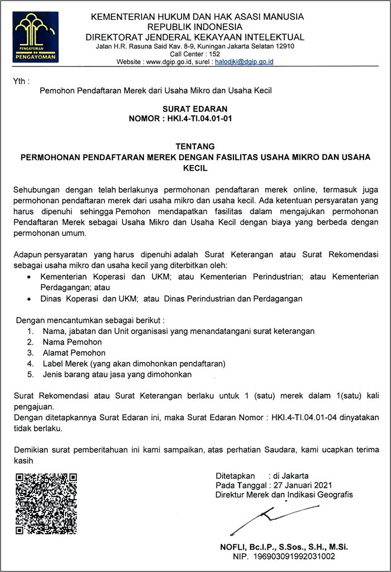 Contoh Surat Pernyataan Kementerian Perdagangan 2019