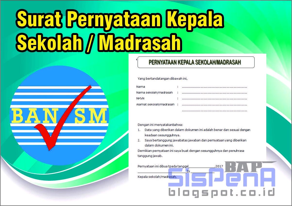 Contoh Surat Pernyataan Kepala Madrasah Tentang Akreditasi