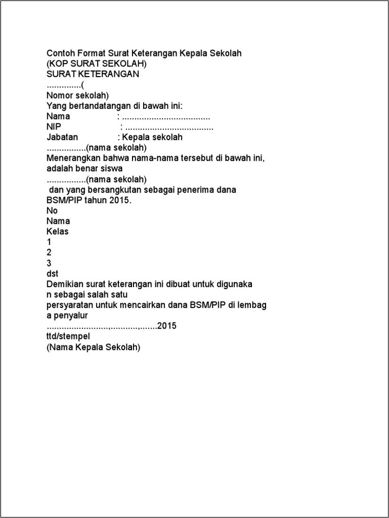 Contoh Surat Pernyataan Kepala Sekolah Sarat Akreditasi