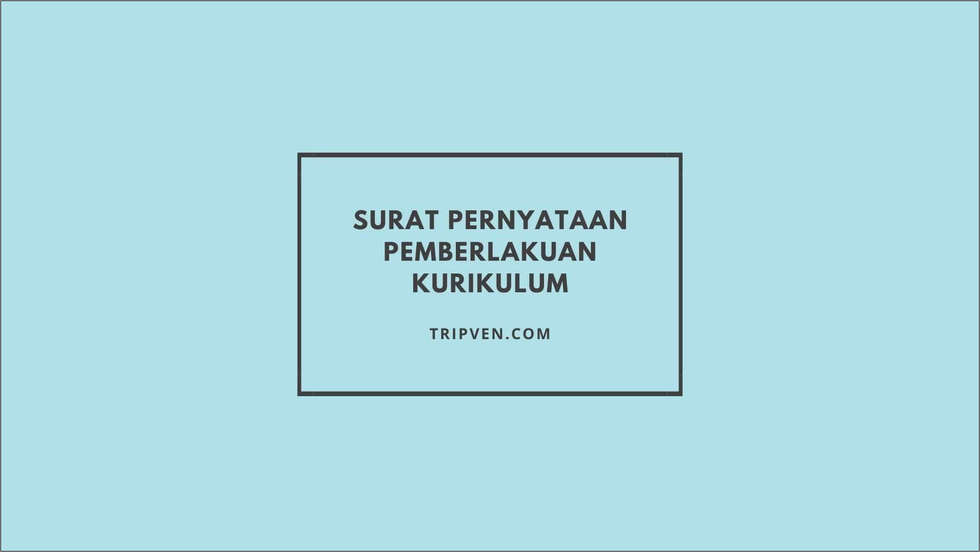 Contoh Surat Pernyataan Kepala Sekolah Tentang Pemberlakuan Urikulum