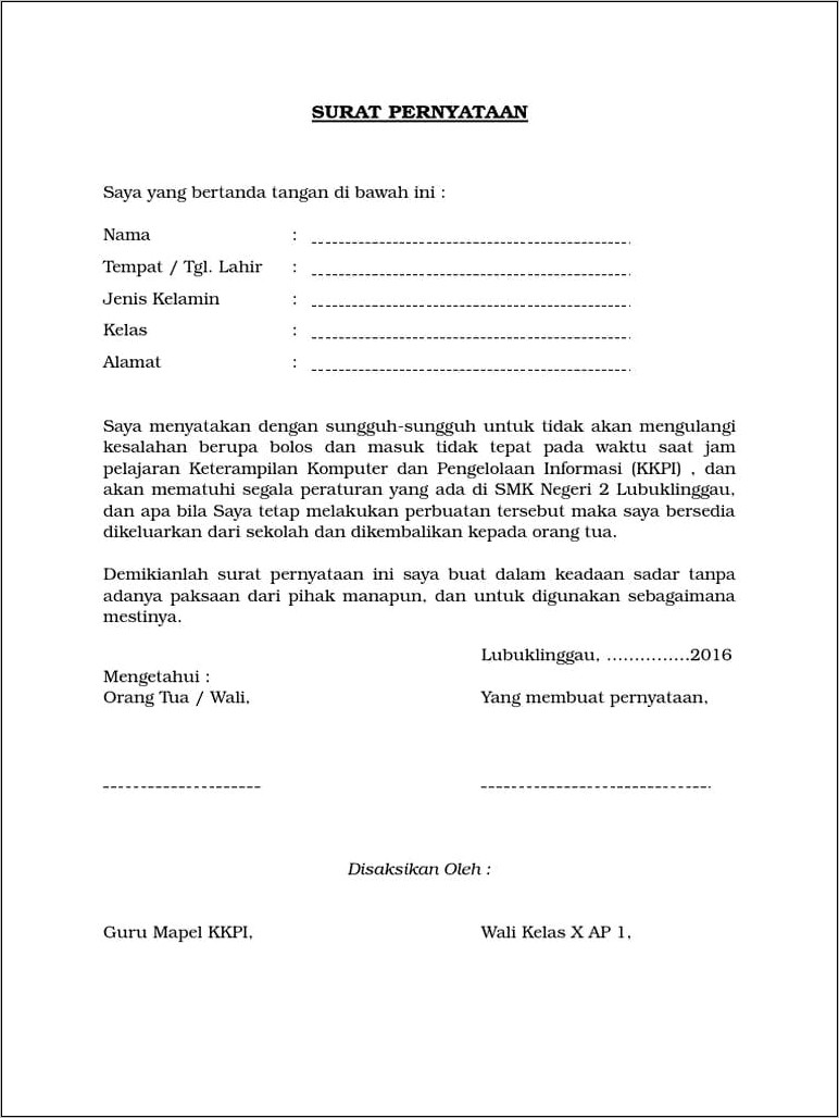 Contoh Surat Pernyataan Kesalahan Penulisan Perusahaan