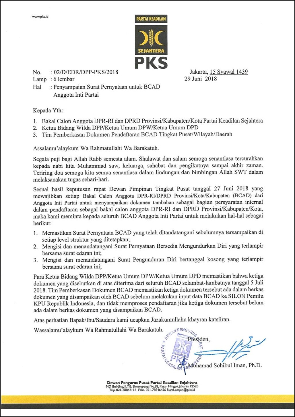 Contoh Surat Pernyataan Kesanggupan Menjadi Team Relawan Calon Legislatif