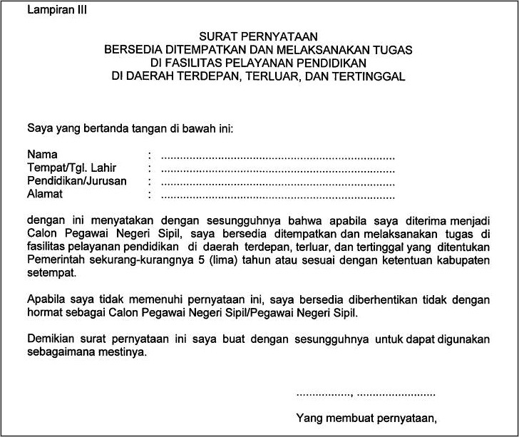 Contoh Surat Pernyataan Kesediaan Menjadi Calon Ketua Jurusan