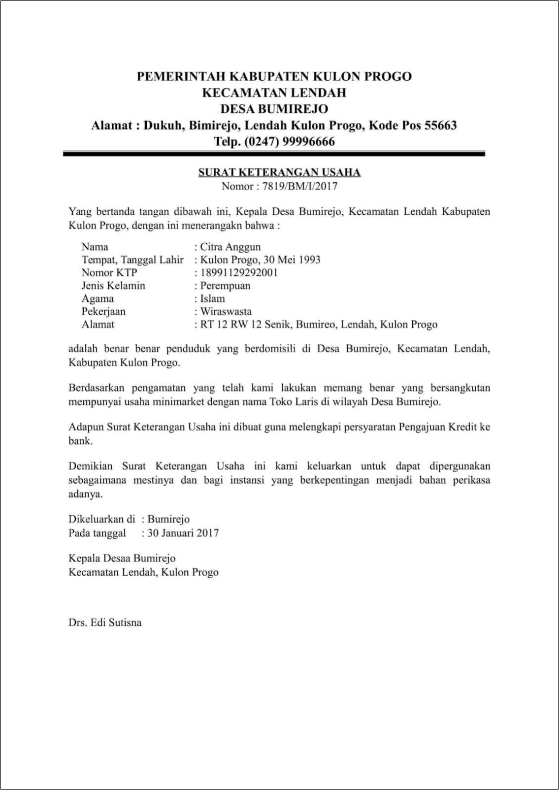 Contoh Surat Pernyataan Ktp Di Tempat Asal
