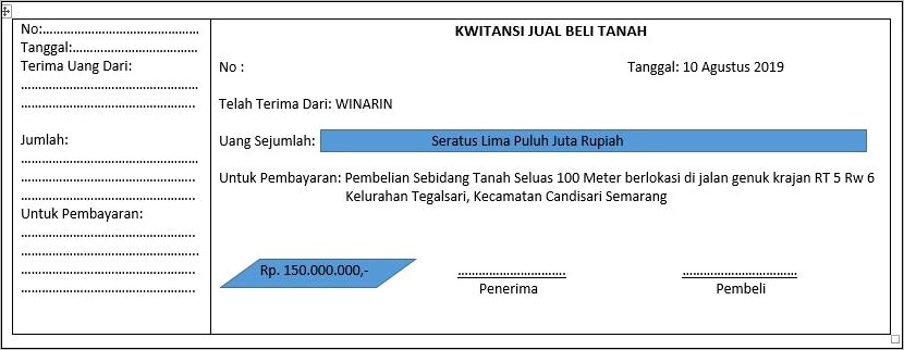 Contoh Surat Pernyataan Kwitansi