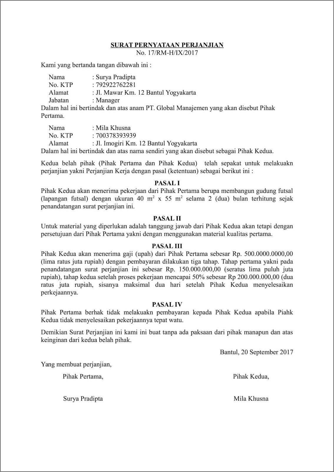 Contoh Surat Pernyataan Managemen Tentang Domisili