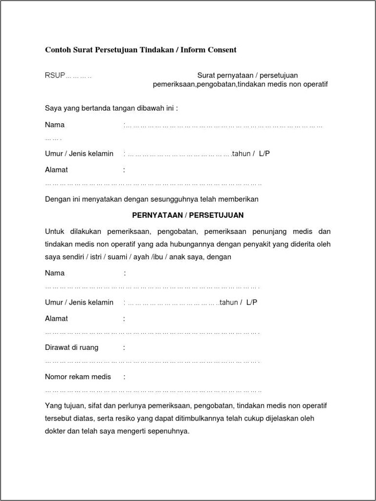 Contoh Surat Pernyataan Medis