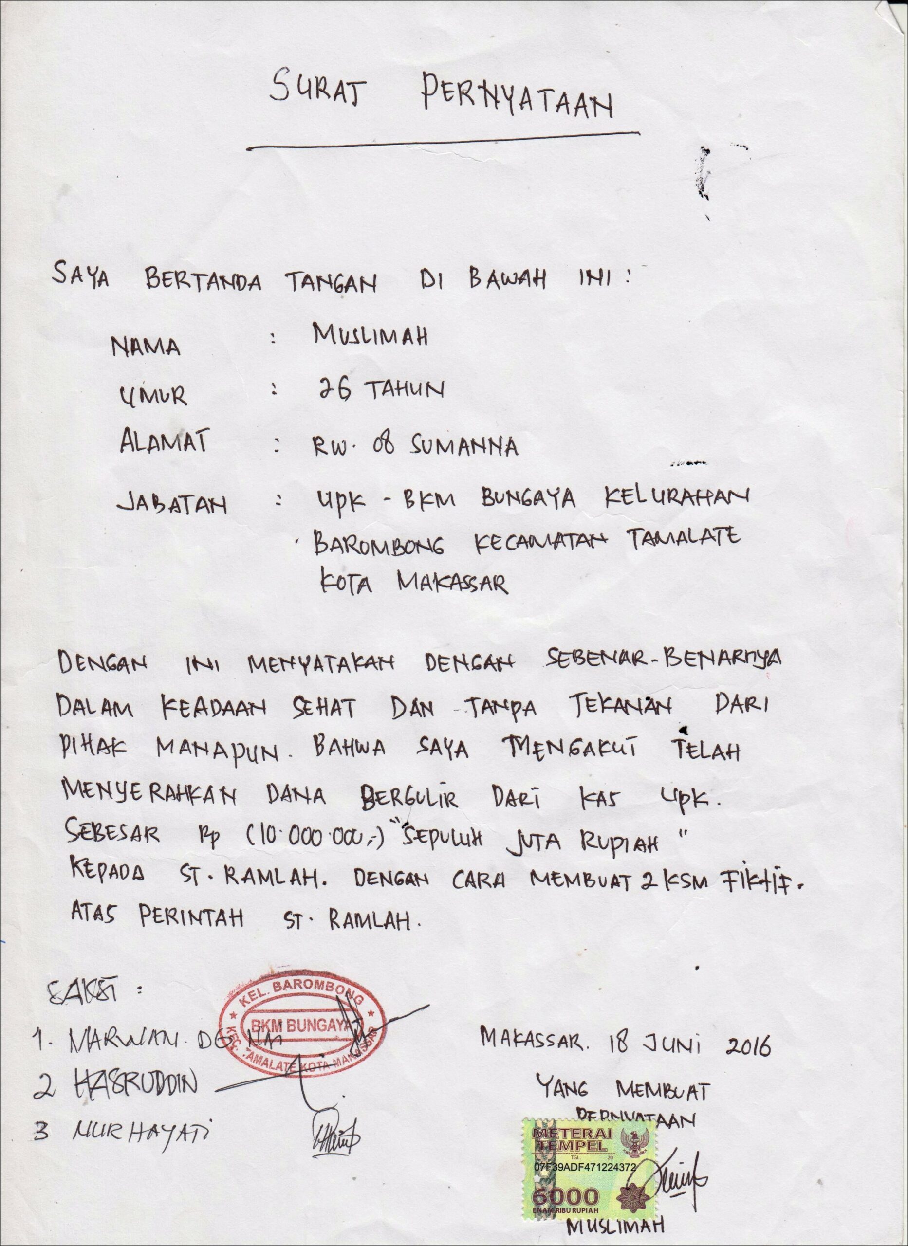 Contoh Surat Pernyataan Melakukan Pelecehan
