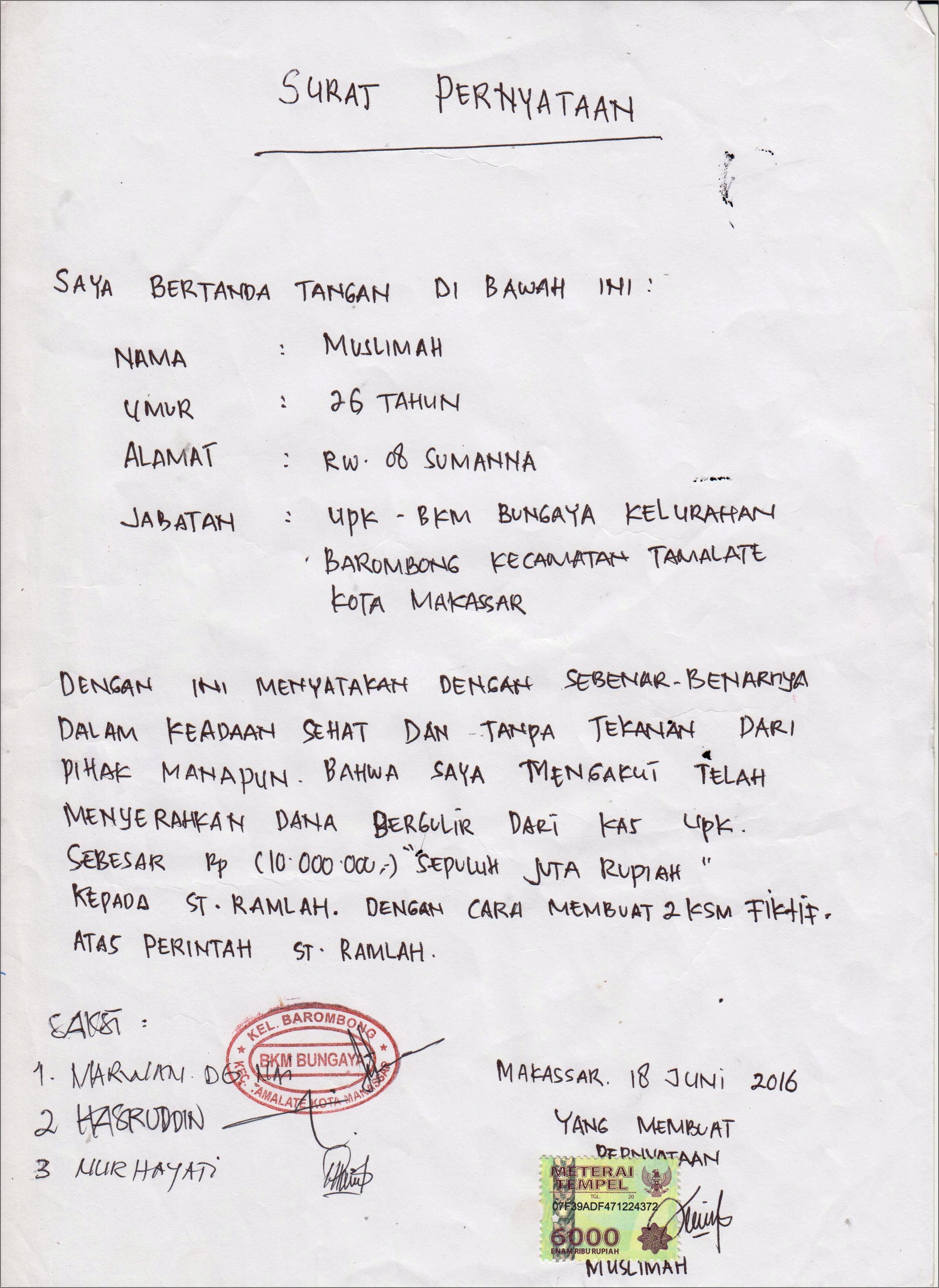 Contoh Surat Pernyataan Melakukan Pelecehan