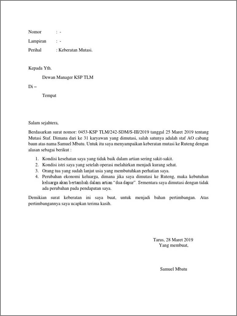 Contoh Surat Pernyataan Melepas Tugas Pegawai Dari Lurah
