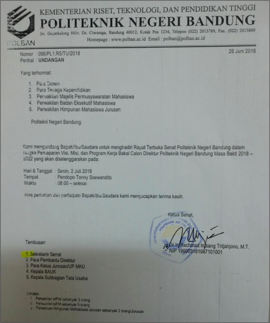 Contoh Surat Pernyataan Memilih Program Studi