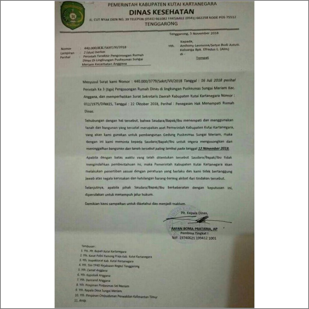 Contoh Surat Pernyataan Mengosongkan Rumah