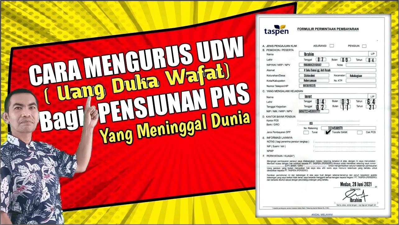 Contoh Surat Pernyataan Meninggal Dunia Pt Taspen