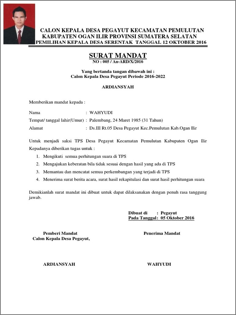 Contoh Surat Pernyataan Menjadi Saksi Partai