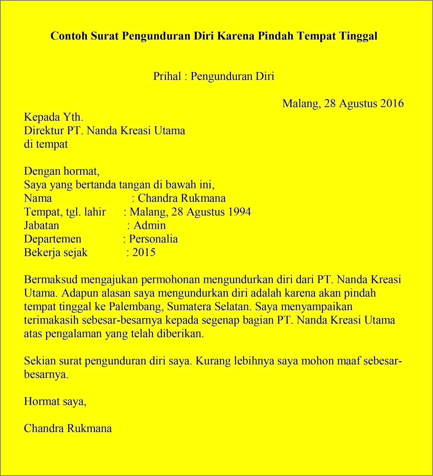 Contoh Surat Pernyataan Menjaga Kerahasiaan Perusahaan Resign