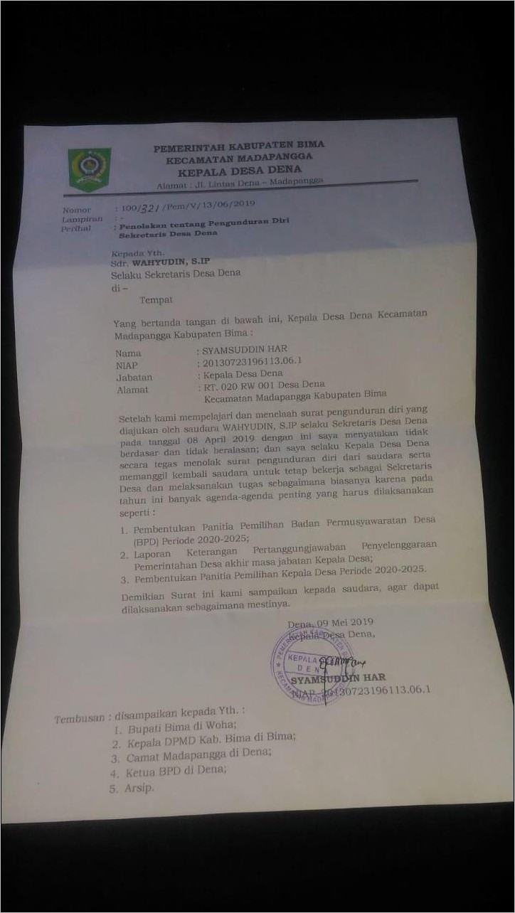 Contoh Surat Pernyataan Menolak Untuk Dicalonkan Ketua Dkm