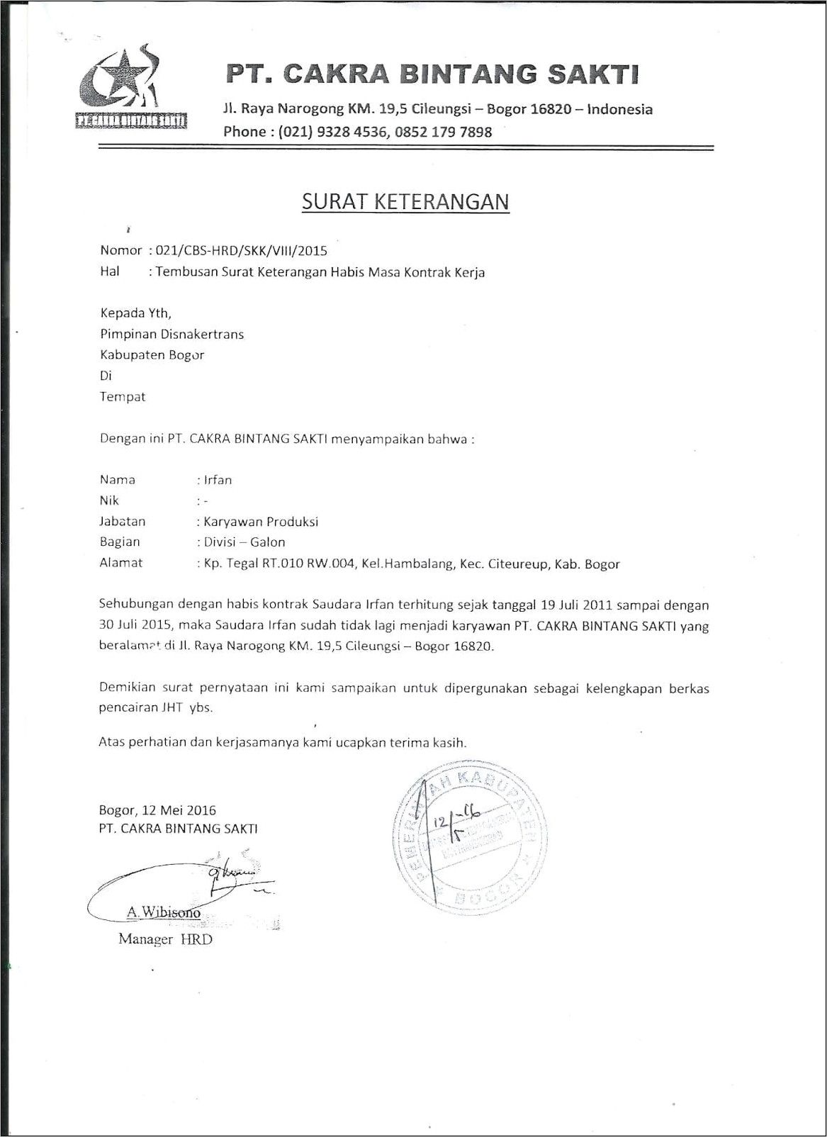 Contoh Surat Pernyataan Menon Aktifkan Perusahaan Di Bpjs