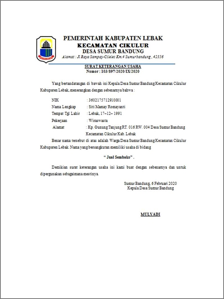 Contoh Surat Pernyataan Nama Sebenarnya