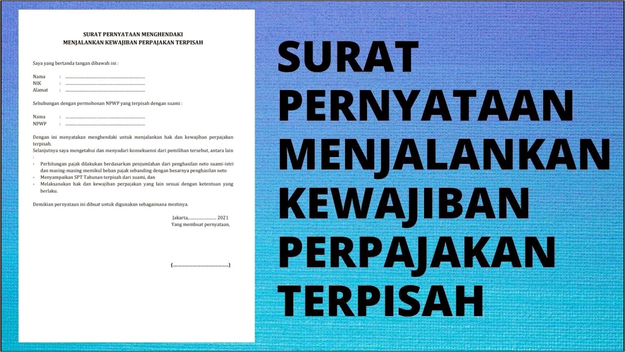 Contoh Surat Pernyataan Npwp