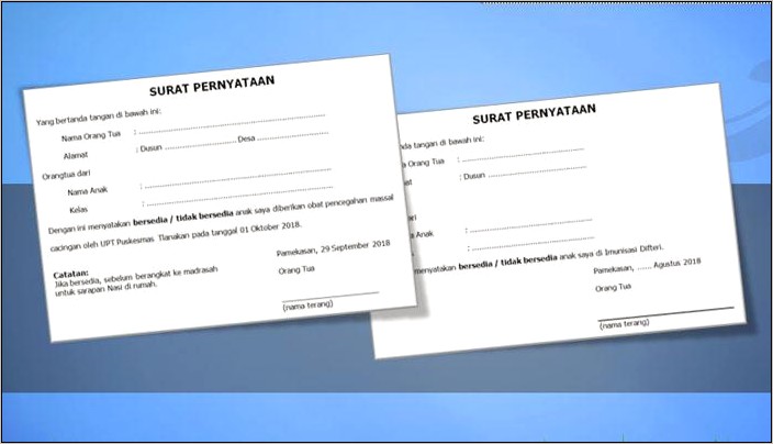 Contoh Surat Pernyataan Orang Tua Tidak Mengikuti Ujian Nasional