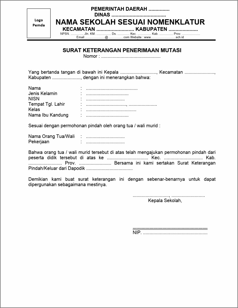 Contoh Surat Pernyataan Orang Tua Wali Murid Madrasah