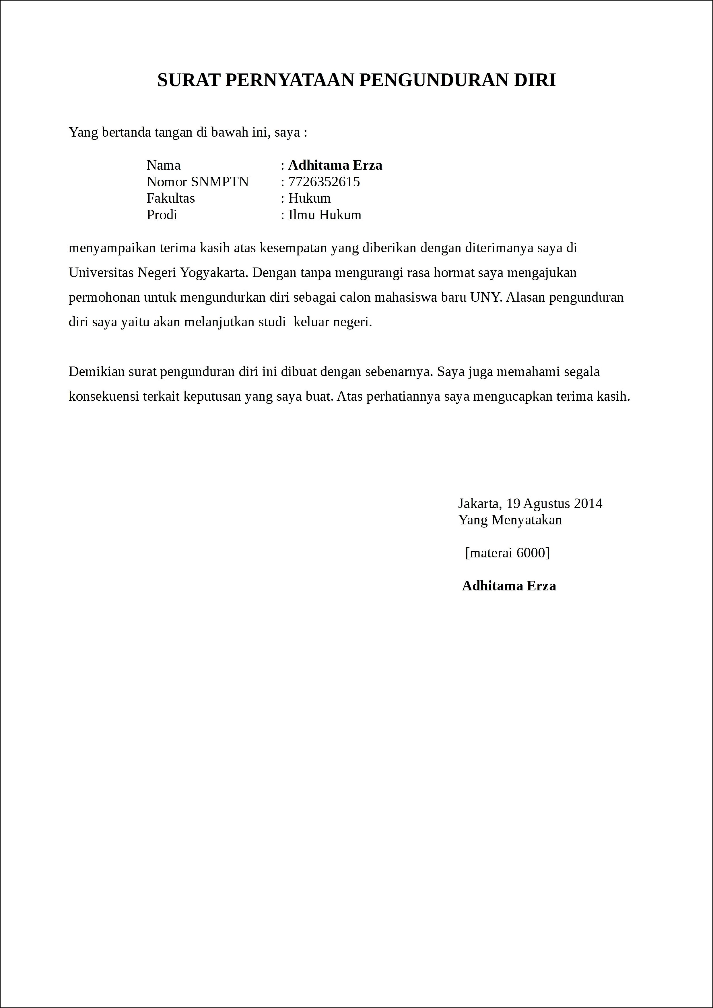 Contoh Surat Pernyataan Osmset Dibawah 4 8 M