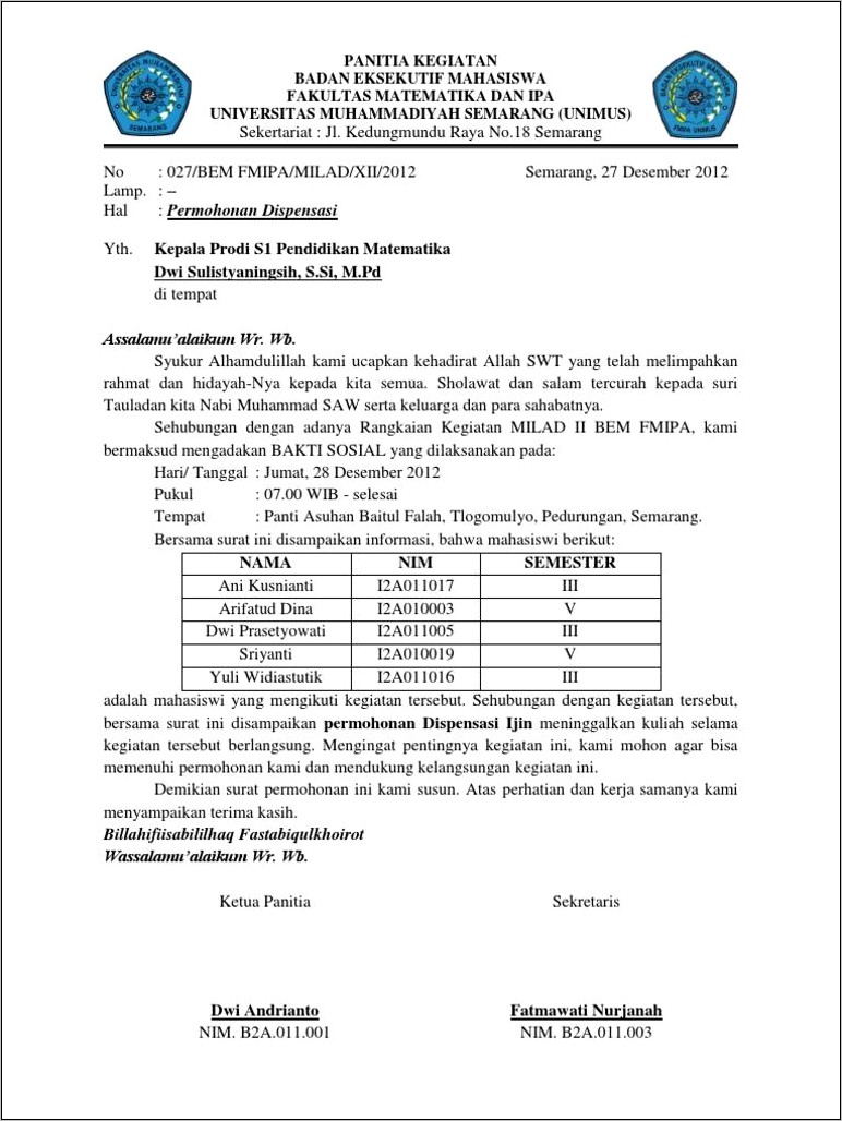 Contoh Surat Pernyataan Paskibra