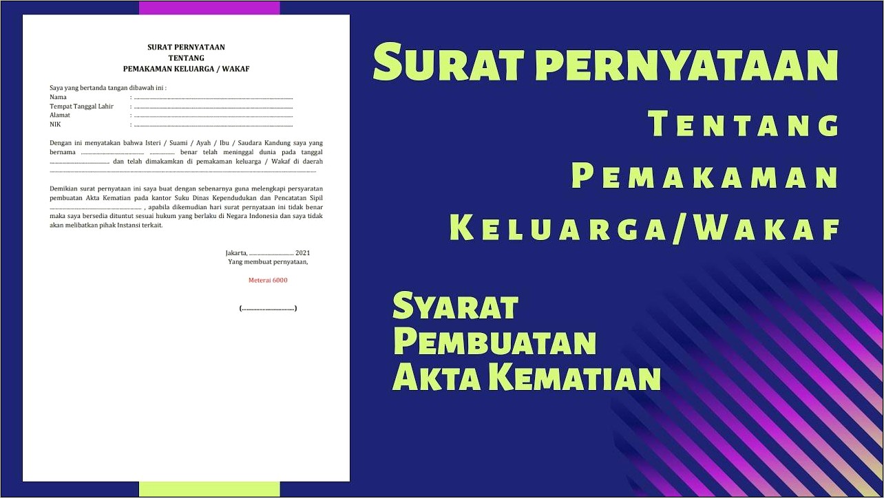 Contoh Surat Pernyataan Pemakaman