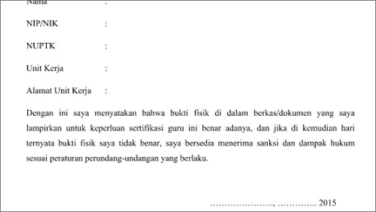 Contoh Surat Pernyataan Pemalsuan Data