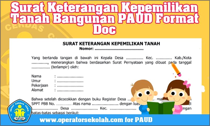 Contoh Surat Pernyataan Pemanfaaatan Lahan Milik Sdesa