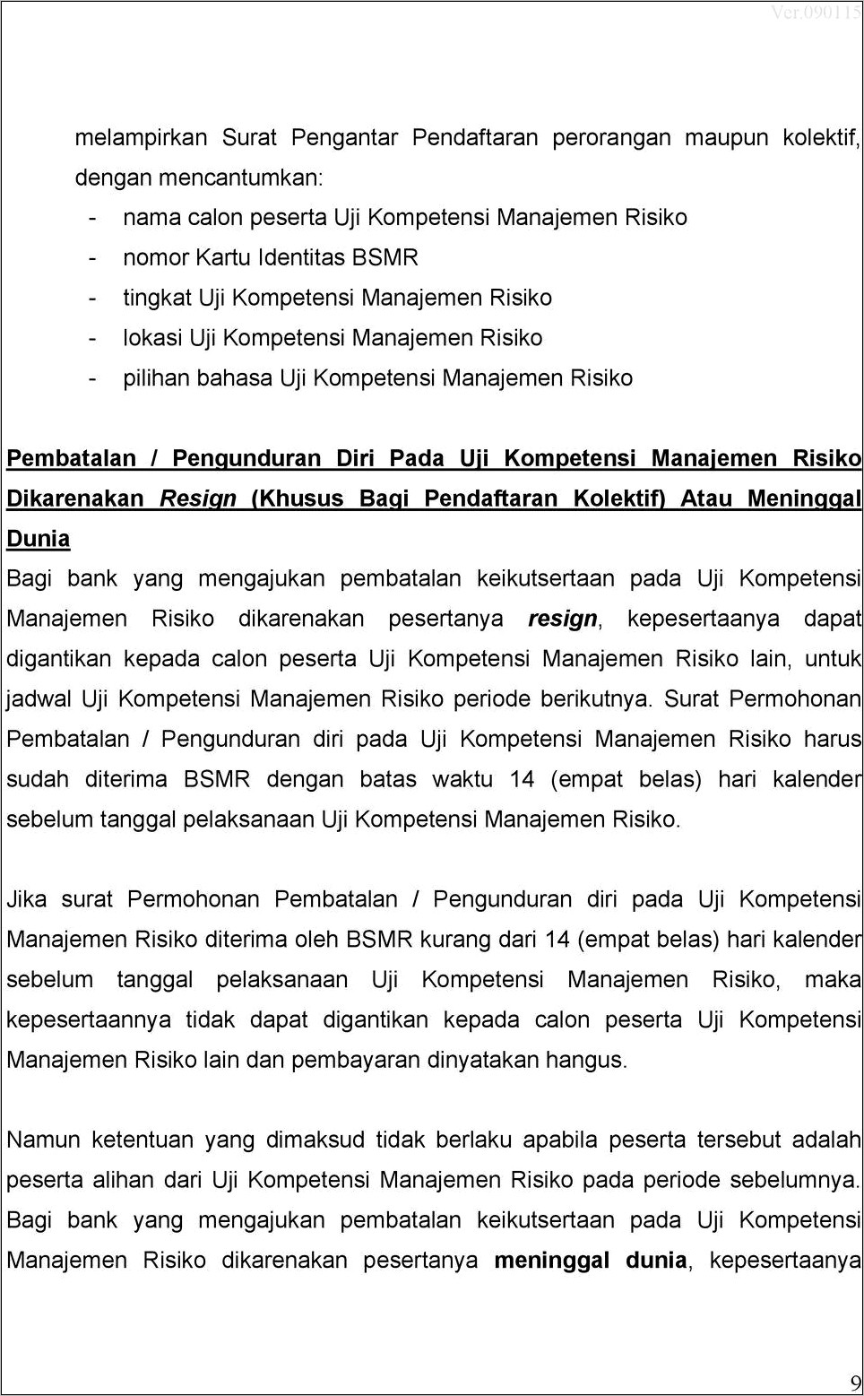 Contoh Surat Pernyataan Pembatalan Transaksi Kartu Bni