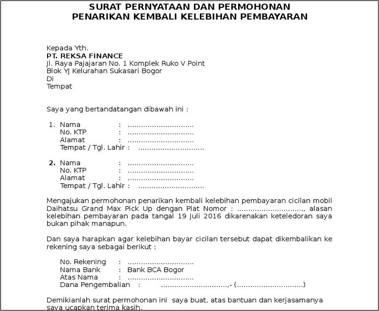 Contoh Surat Pernyataan Pembayaran Bpjs
