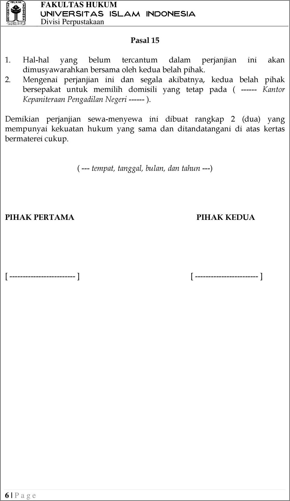 Contoh Surat Pernyataan Pembayaran Gedung Pertemuan