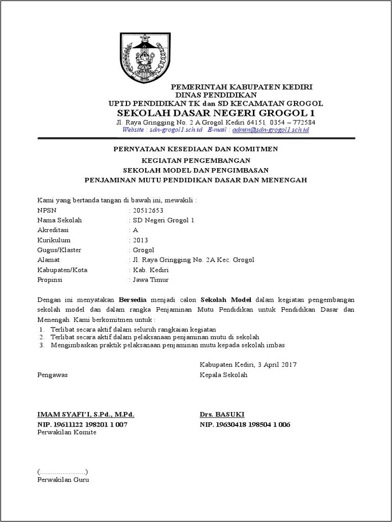 Contoh Surat Pernyataan Pemberlakuan Kurikulum.doc