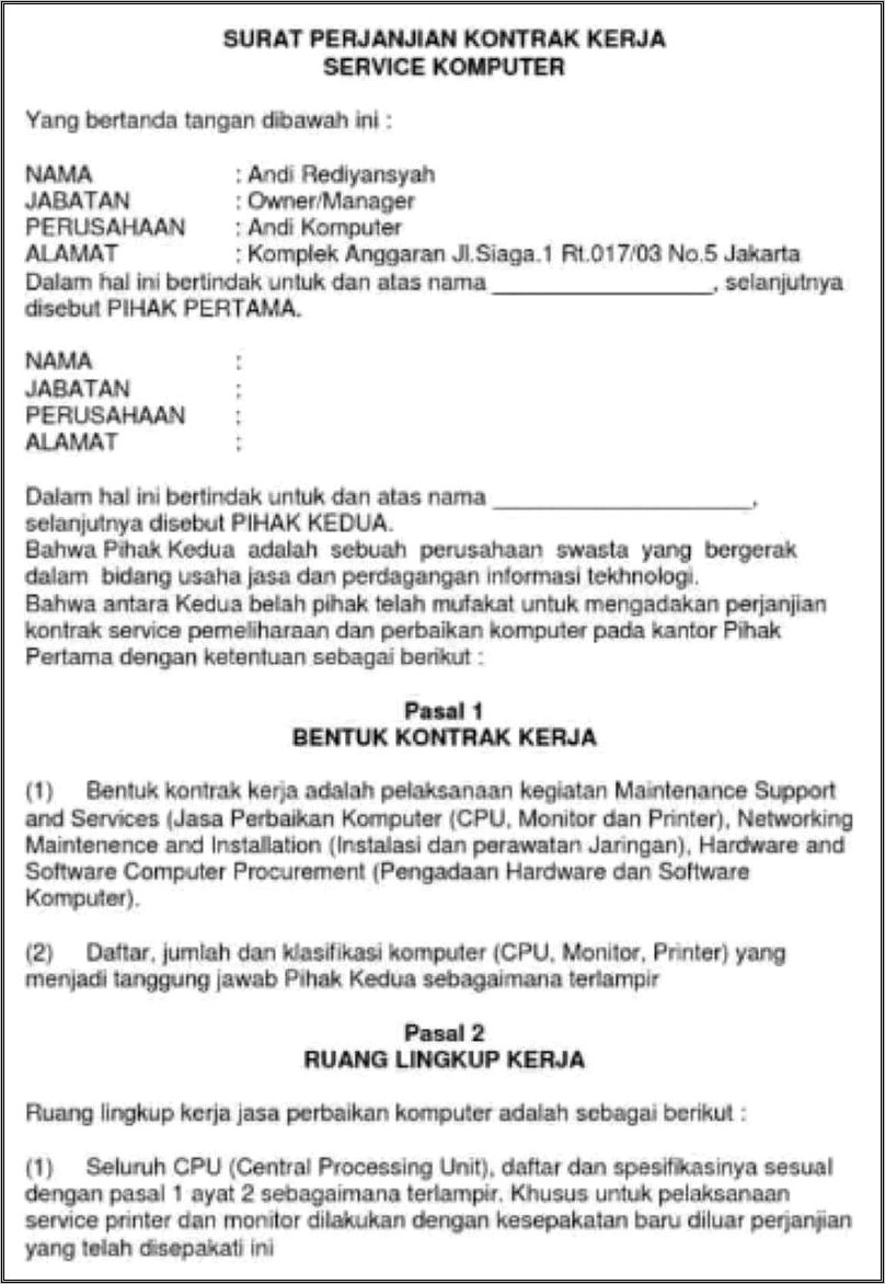 Contoh Surat Pernyataan Pemeliharaan