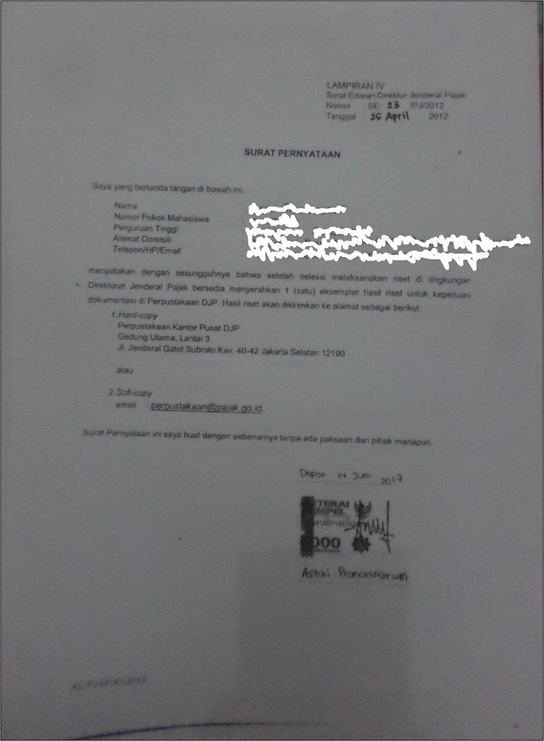 Contoh Surat Pernyataan Riset Surat Lamaran Kerja Desain Contoh 