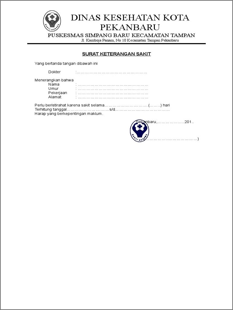 Contoh Surat Pernyataan Sakit