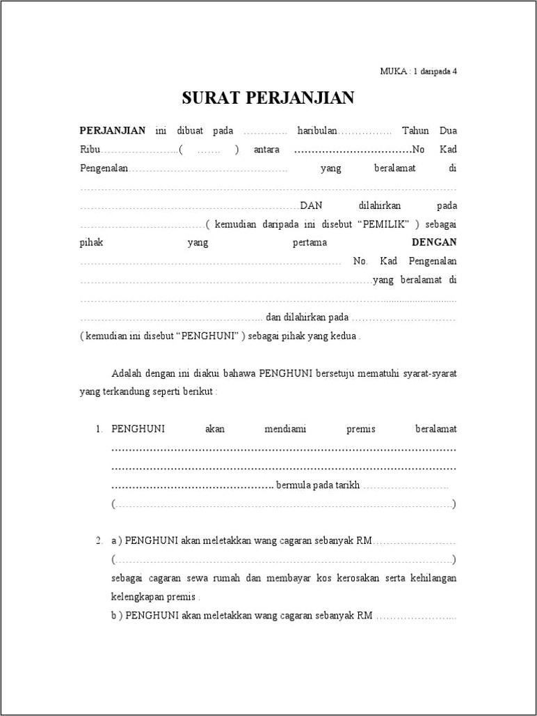 Contoh Surat Pernyataan Sewa Rumah