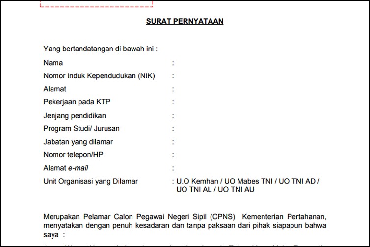 Contoh Surat Pernyataan Tidak Terlibat Partai Politik